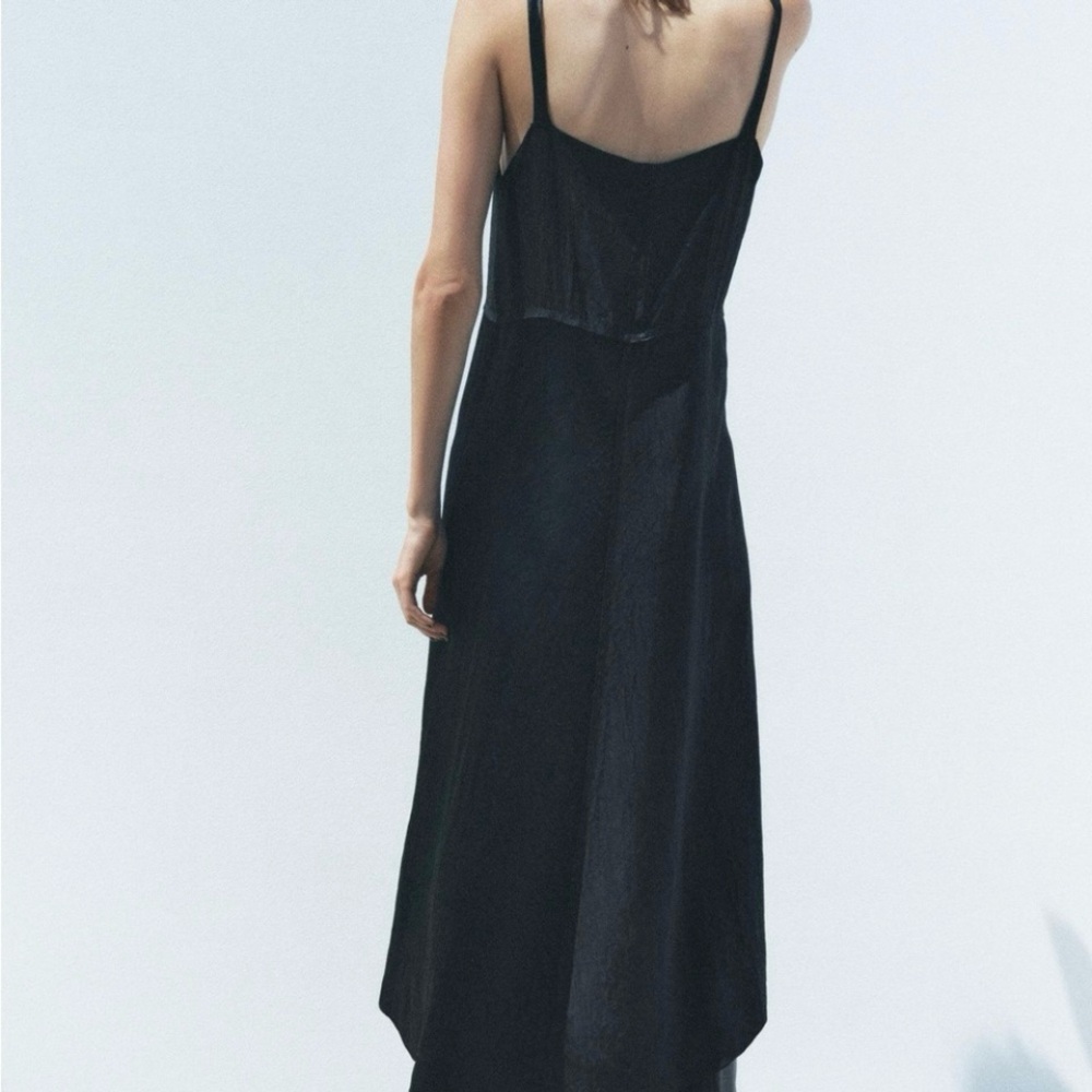 ZARA BLACK SATIN ACETATE MIDIDRESS - Picture 10 of 13